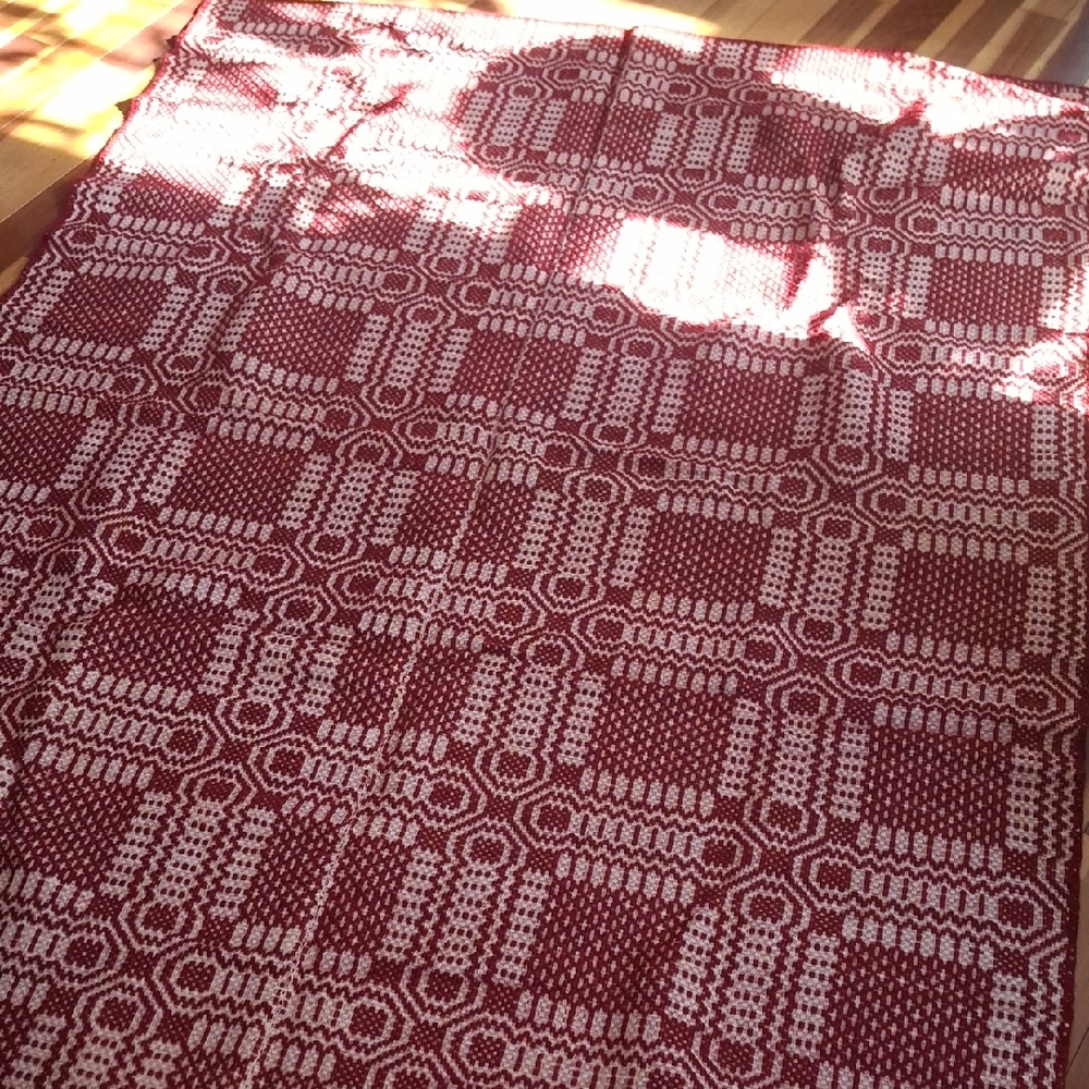 Authentic Antique Americana Jacquard Loom Made Coverlet 55x73 No Holes No Stains